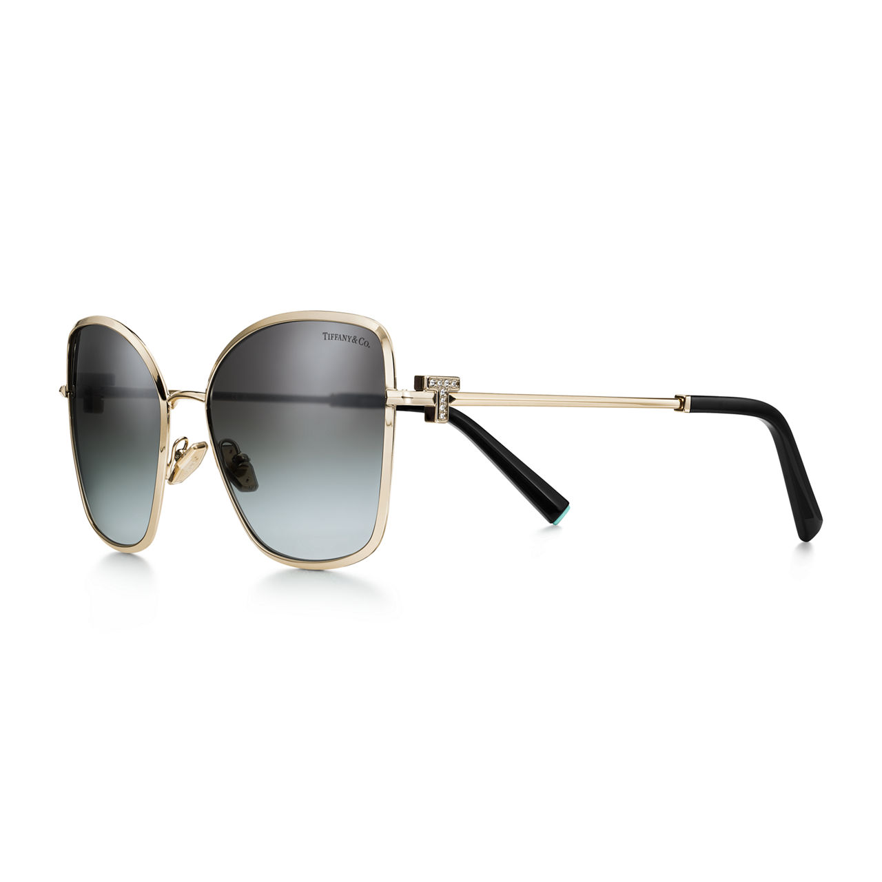 Tiffany T:Sunglasses in Pale gold-coloured Metal with Grey Gradient Lenses image number 0