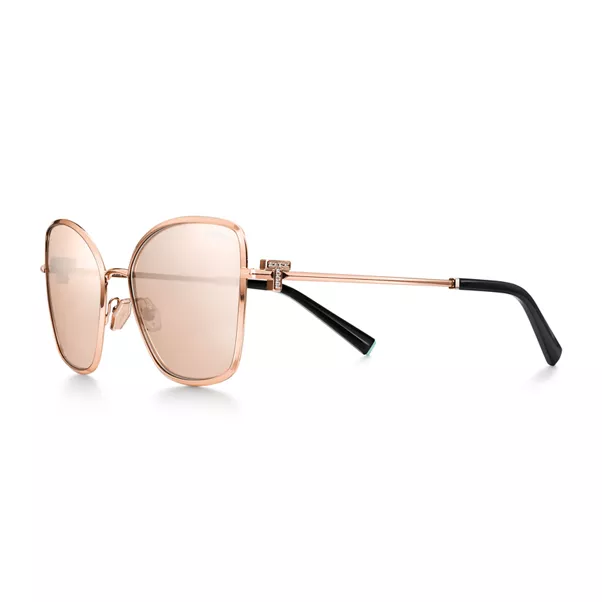Sunglasses in Rose Gold-coloured Metal with Rose Gold-coloured Lenses