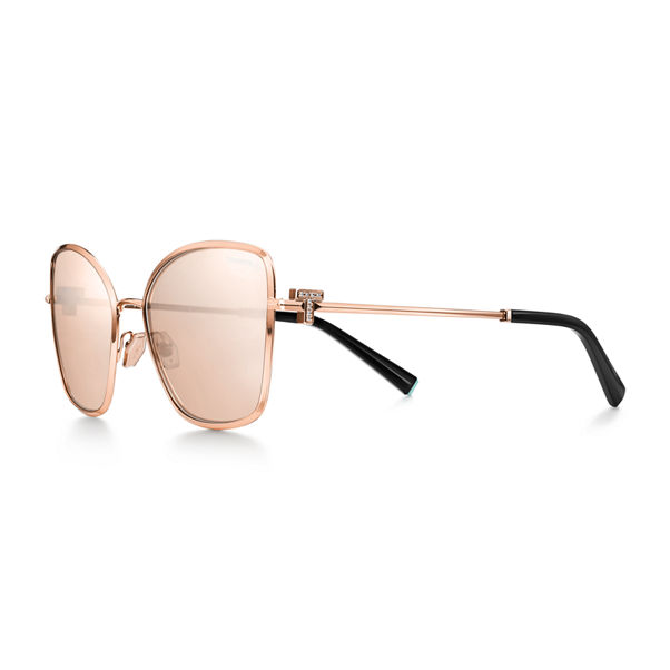 Tiffany T:Sonnenbrille aus roségoldfarbenem Metall mit roségoldfarbenen Gläsern