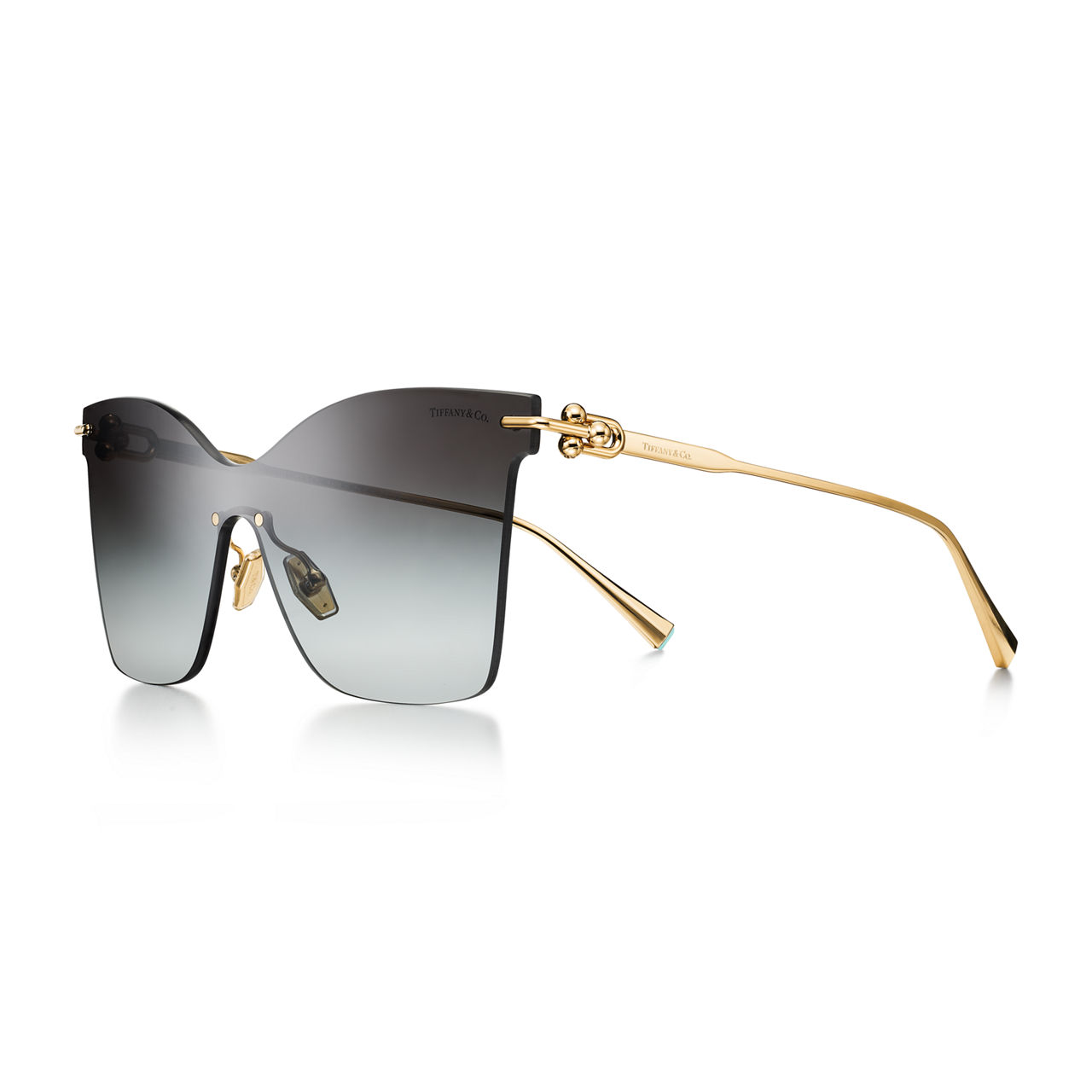 Tiffany HardWear:Sunglasses in Gold-plated Metal with Grey Gradient Lenses image number 0