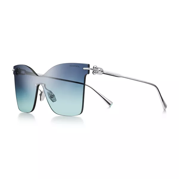 Occhiali da sole in metallo placcato oro con lenti Tiffany Blue®