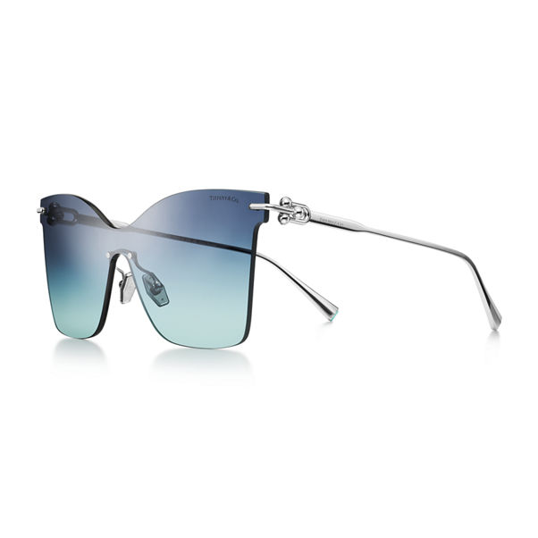 Tiffany HardWear:Sunglasses in Gold-plated Metal with Tiffany Blue® Lenses