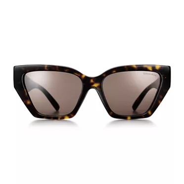 Collezione Tiffany T:Occhiali da sole Deco in acetato tartarugato, metallo color oro e lenti marroni, 2