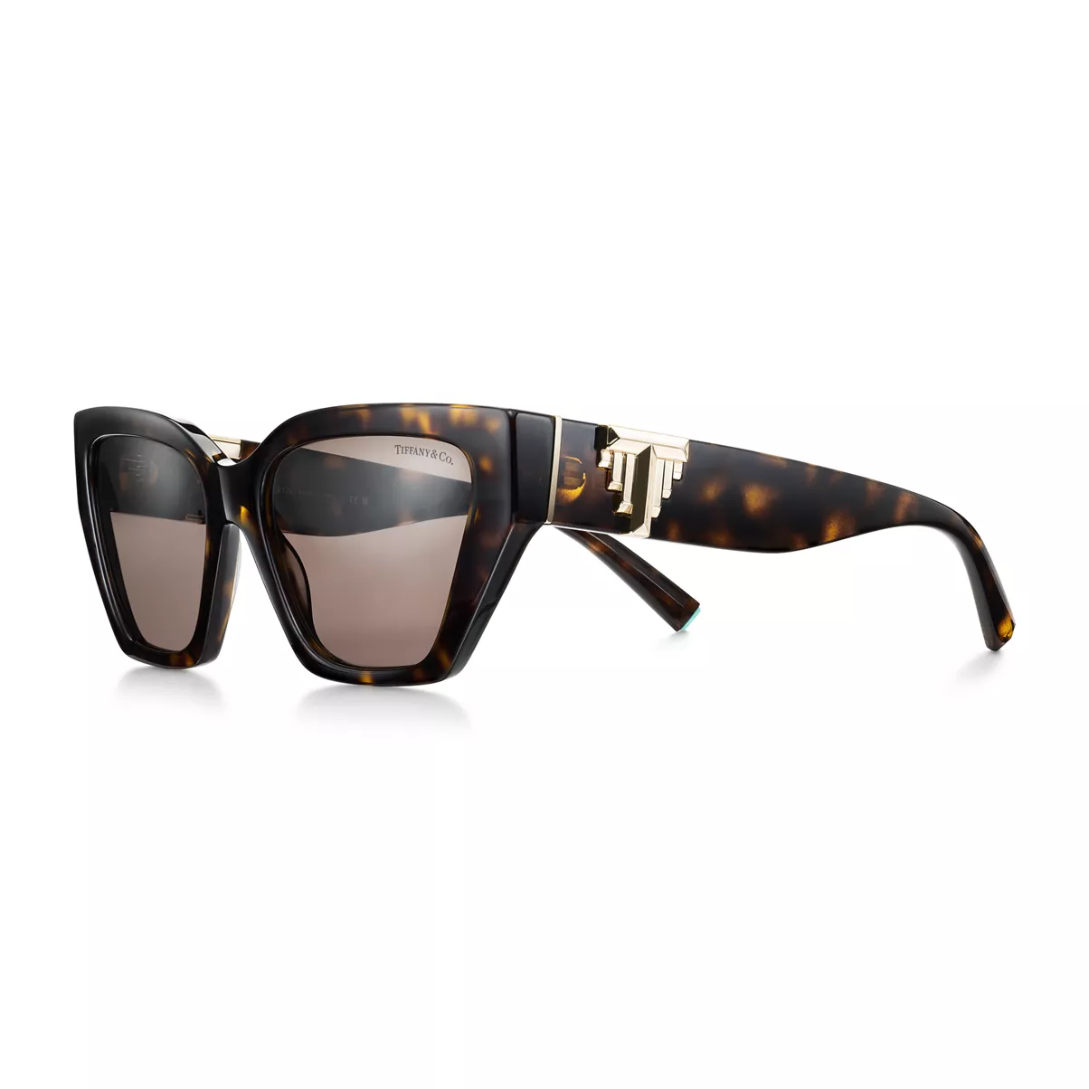 Deco Sunglasses in Tortoise Acetate, Gold-coloured Metal & Brown Lenses