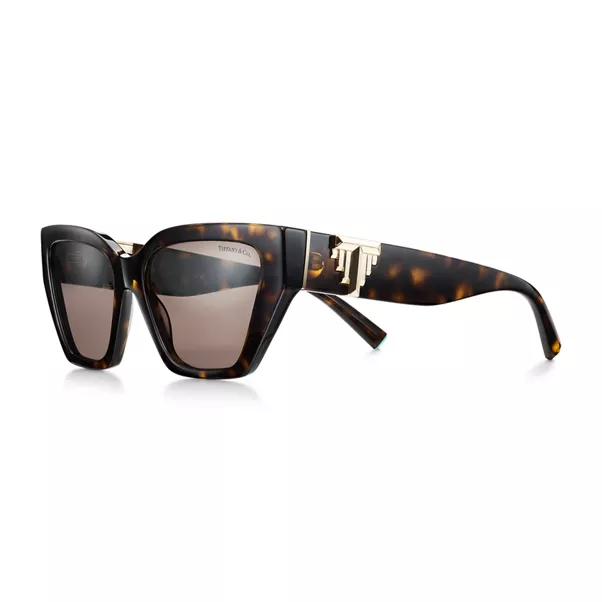 Deco Sunglasses in Tortoise Acetate, Gold-colored Metal & Brown Lenses
