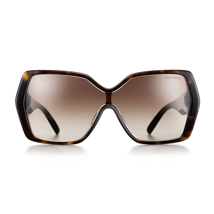 Tiffany T:Deco Sunglasses in Tortoise Acetate, Gold-coloured Metal & Brown Lenses image number 2