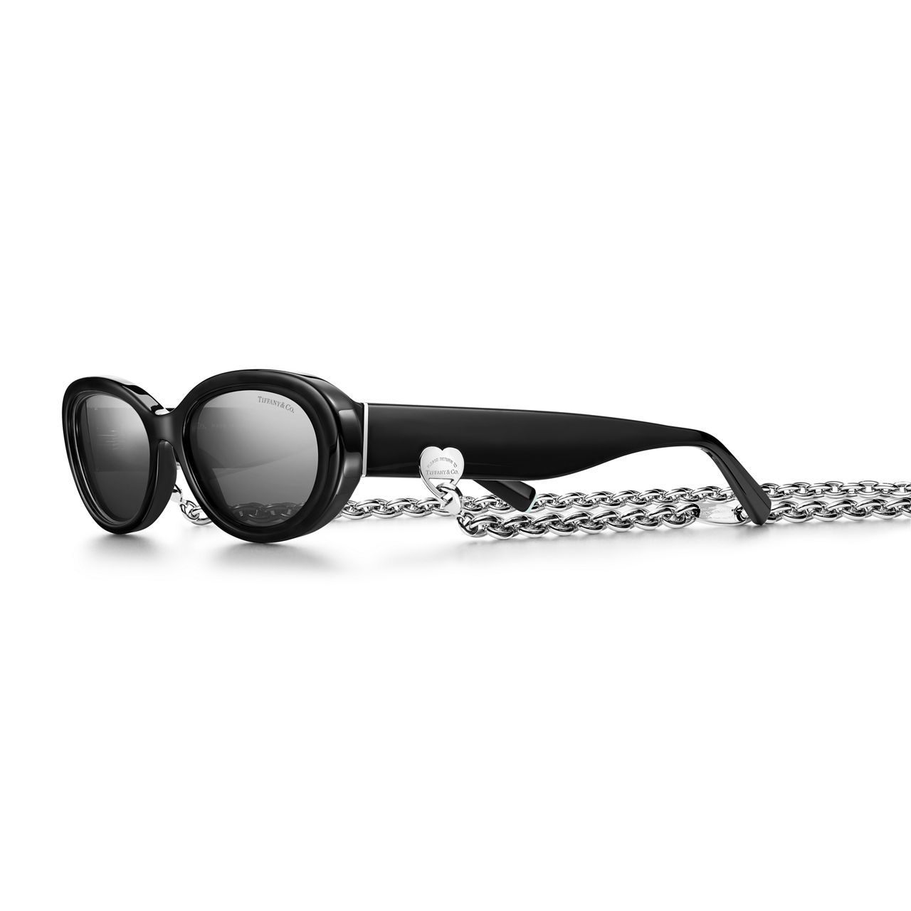 Return to Tiffany™:Sunglasses in Black Acetate with Dark Grey Lenses image number 0