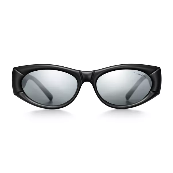 Sunglasses in Black Acetate with Grey Mirrored Lenses