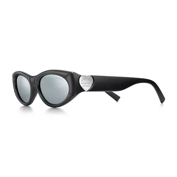 Sunglasses in Black Acetate with Grey Mirrored Lenses