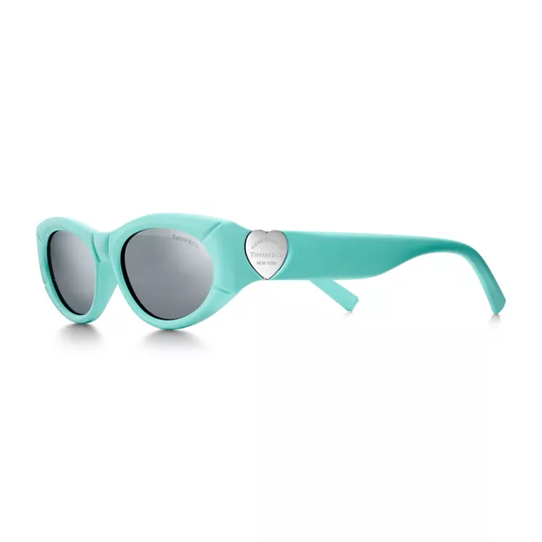 Solaires en acétate Tiffany Blue® et verres effet miroir gris