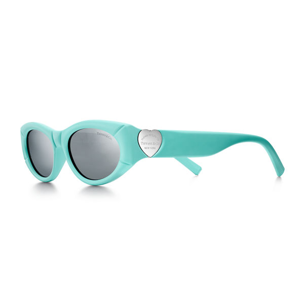 Return to Tiffany®:Sonnenbrille aus Acetat in Tiffany Blue® mit verspiegelten grauen Gläsern