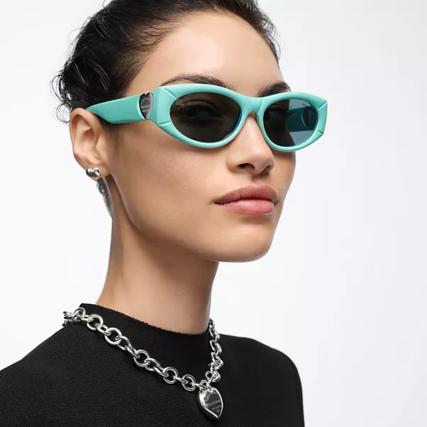 Solaires en acétate Tiffany Blue® et verres effet miroir gris