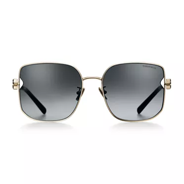 Tiffany T:Sunglasses in Pale Gold-coloured Metal with Grey Gradient Lenses, 2