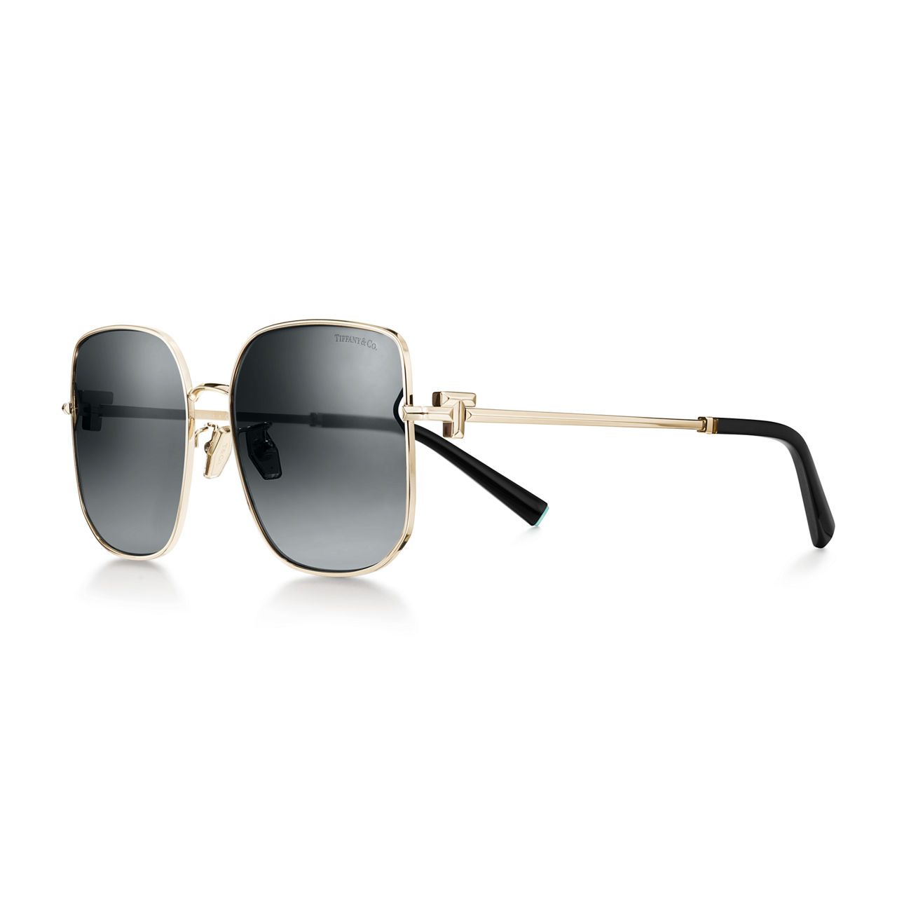 Tiffany T:Sunglasses in Pale Gold-coloured Metal with Grey Gradient Lenses image number 0