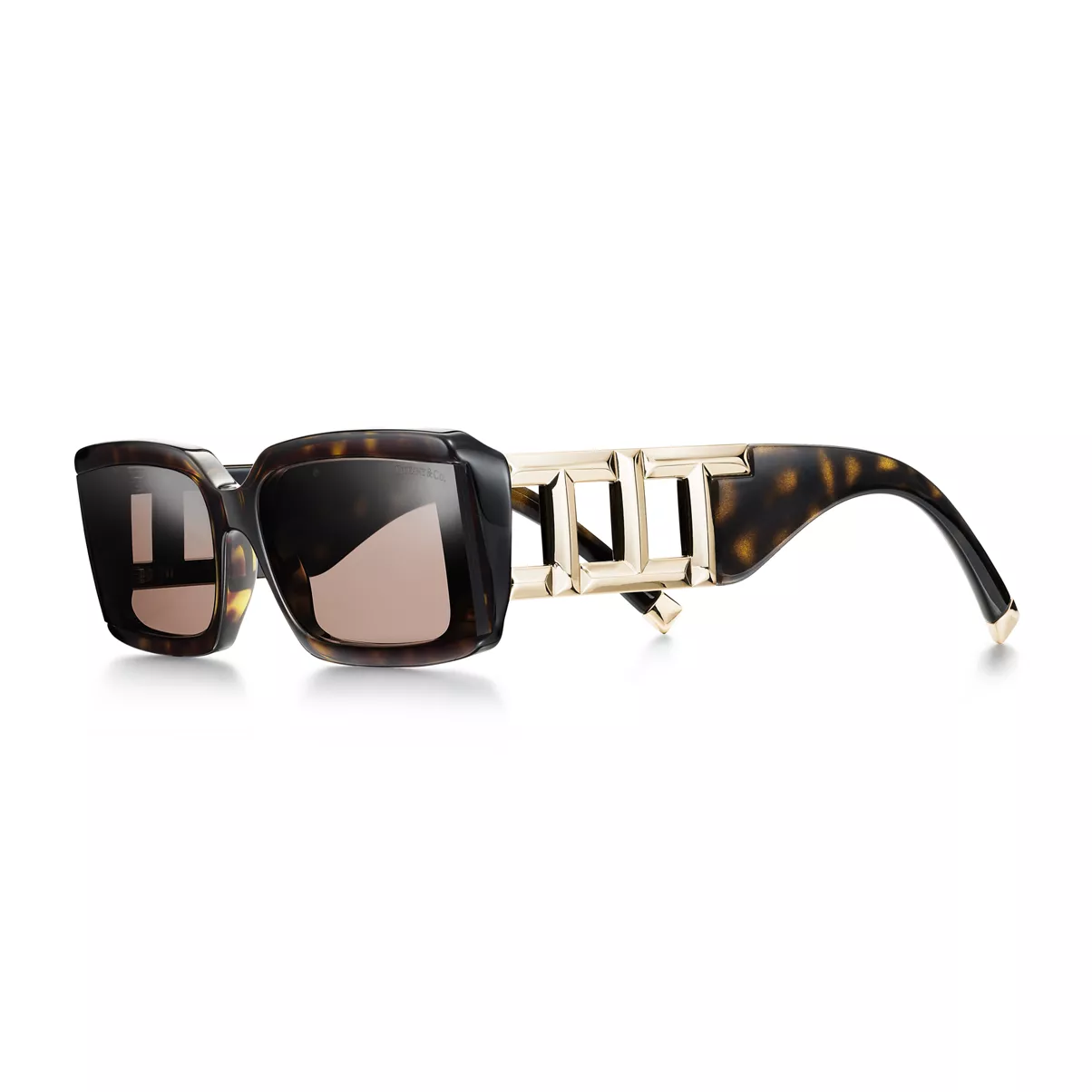 Sunglasses in Tortoise Acetate, Pale Gold-coloured Metal & Brown Lenses
