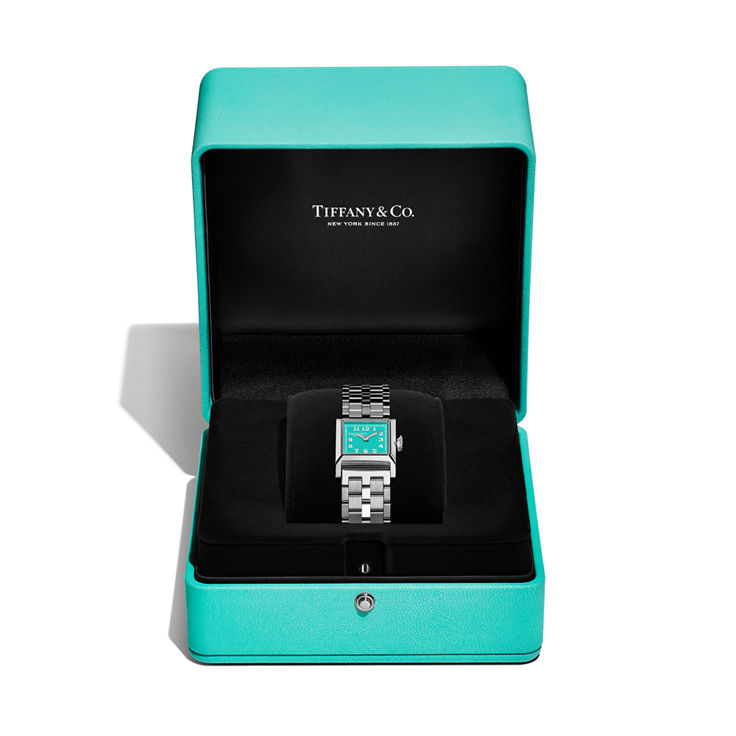 Union Square: 20-mm-Uhr aus Edelstahl mit Diamanten und Zifferblatt in Tiffany Blue® Bildnummer 4