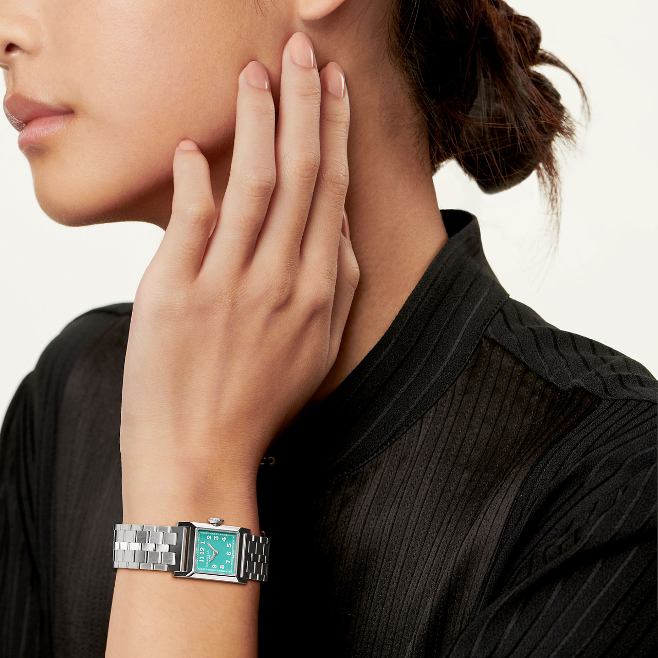 Reloj de 20 mm de acero con diamantes y esfera color Tiffany Blue®