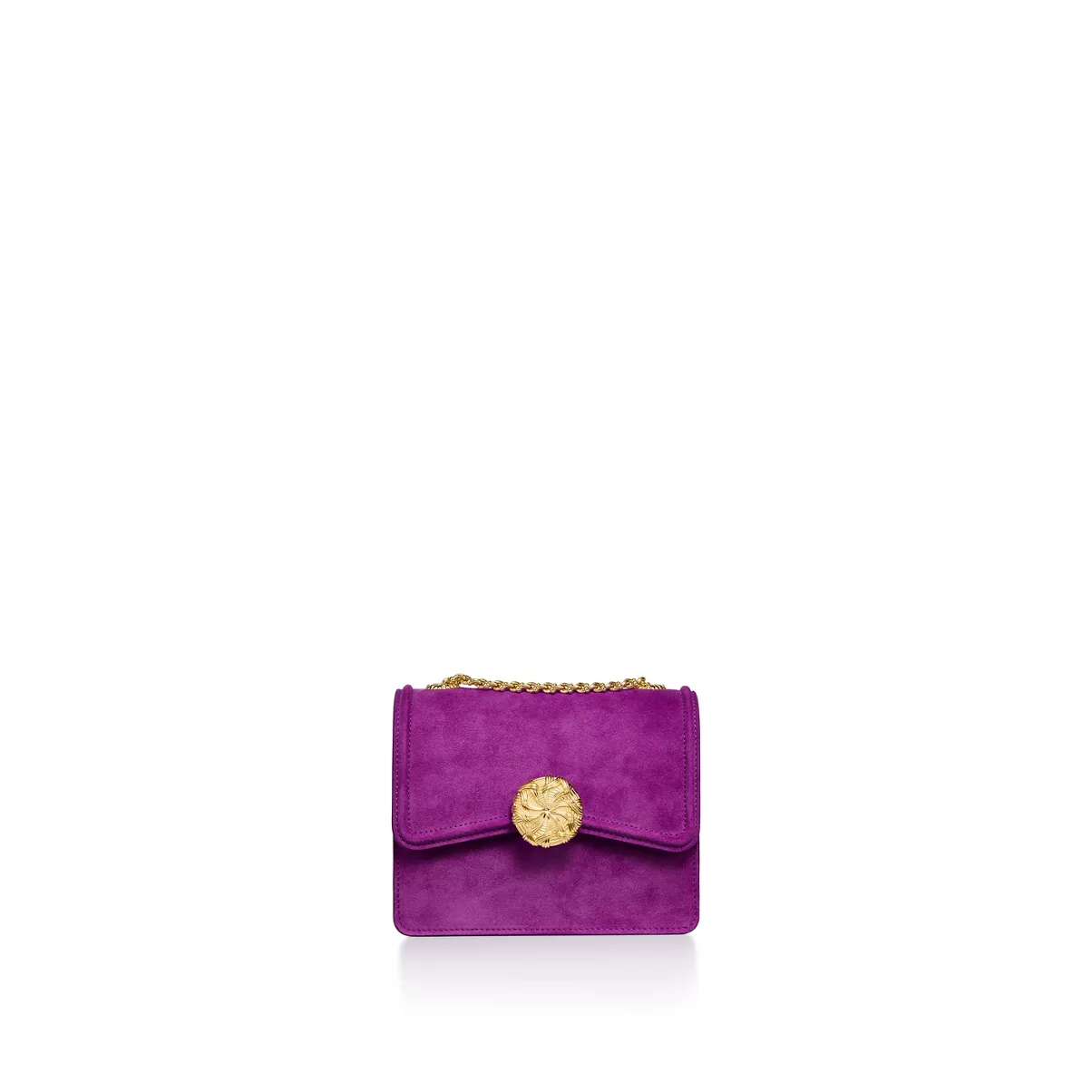 Small Ribbons Shoulder Bag in Neon Kunzite Suede