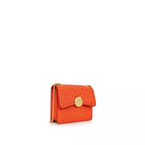 Medium Ribbons Shoulder Bag in Ostrich Leather