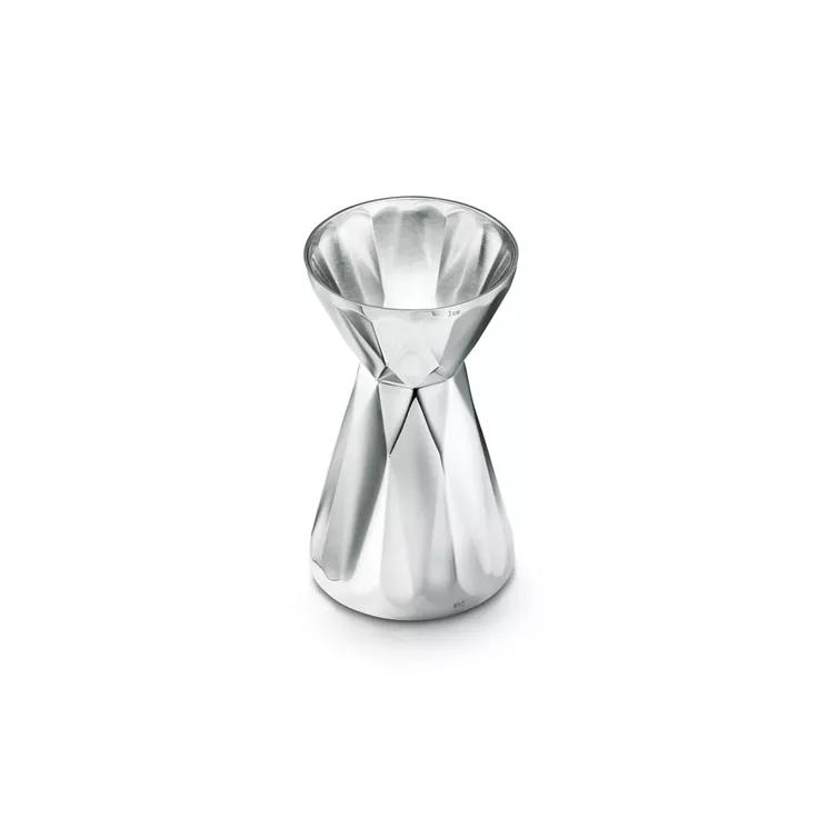 Tiffany Facets:Jigger in Brass with Silver Plate, 1