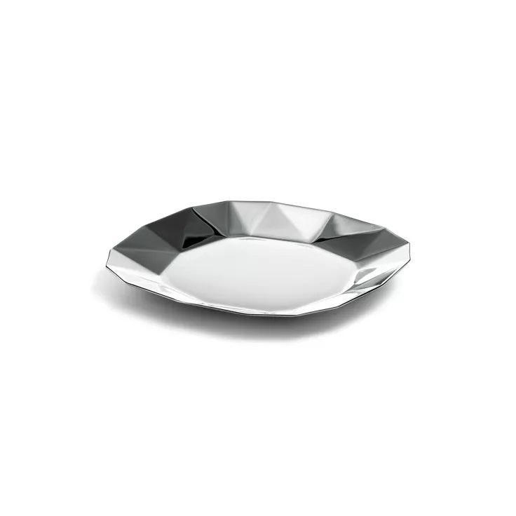 Tiffany Facets:Coaster in Brass with Silver Plate, 1
