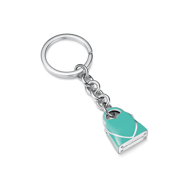 Return to Tiffany™:Handbag Keyring in Silver with Tiffany Blue® Enamel Finish image number 1