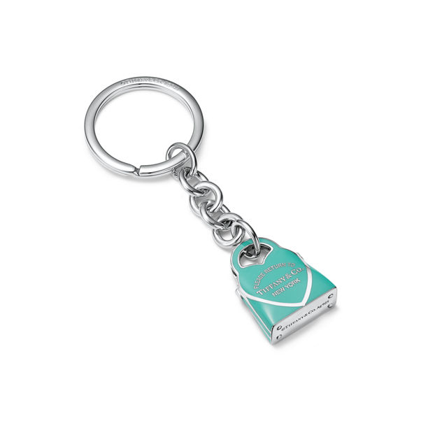 Return to Tiffany™:Handbag Keyring in Silver with Tiffany Blue® Enamel Finish