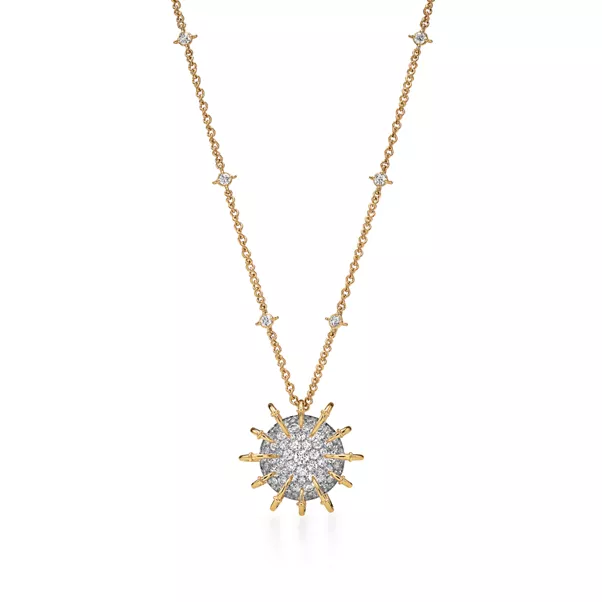 Anhänger in Gold und Platin mit Diamanten
