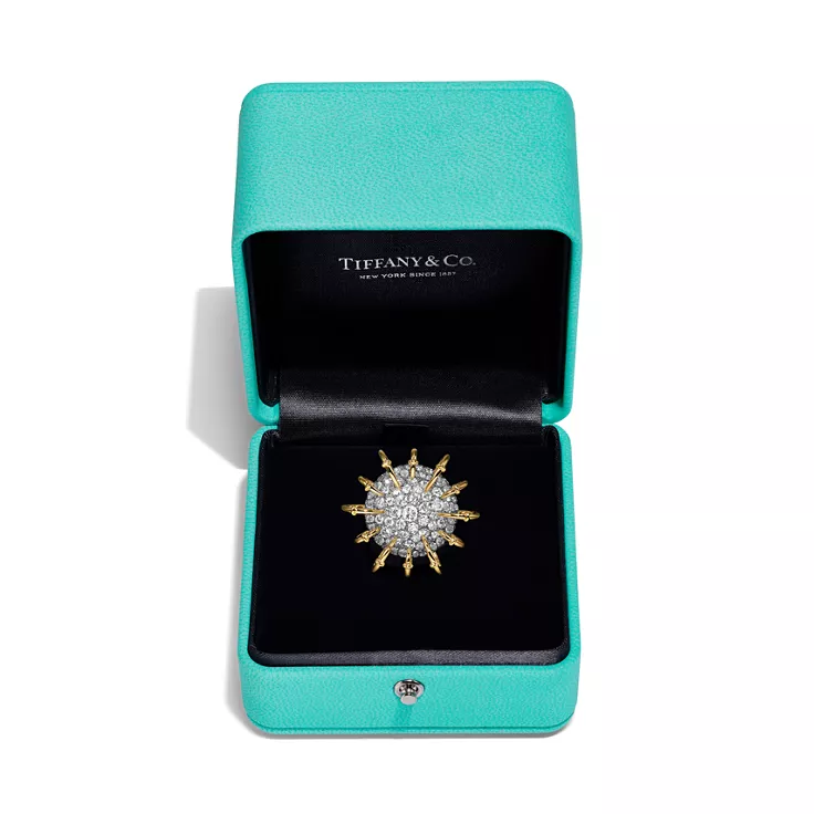 Apollo by Tiffany:Anillo de oro amarillo y platino con diamantes, 4
