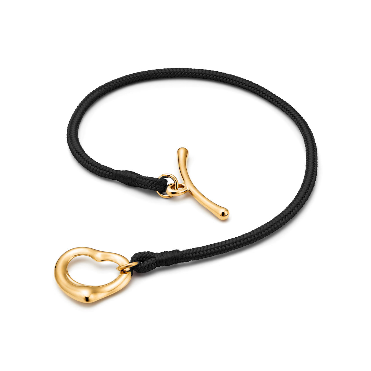 Elsa Peretti®:Open Heart Armband in Gelbgold an einer schwarzen Seidenkordel Bildnummer 2