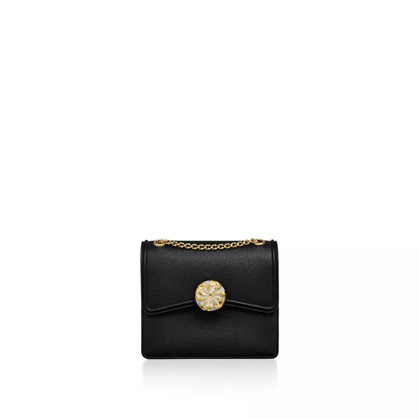 Medium Ribbons Shoulder Bag in Black Leather
