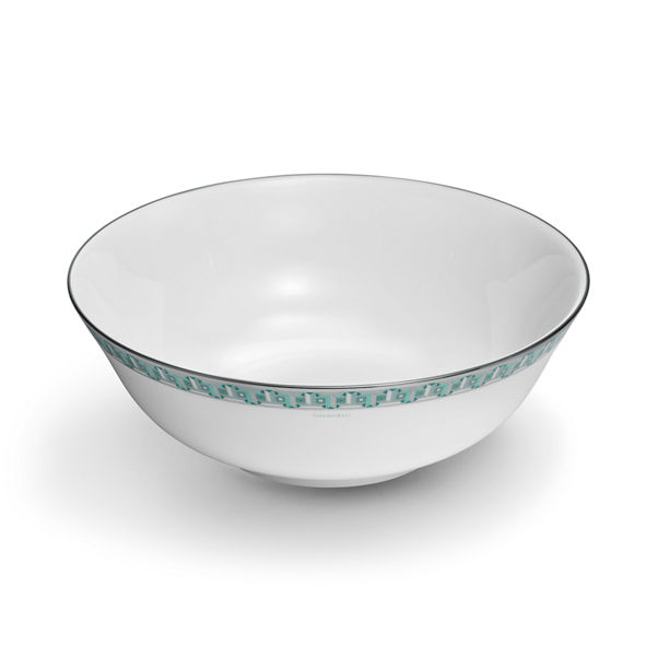 Tiffany T:True Serving Bowl with a Hand-painted Platinum Rim