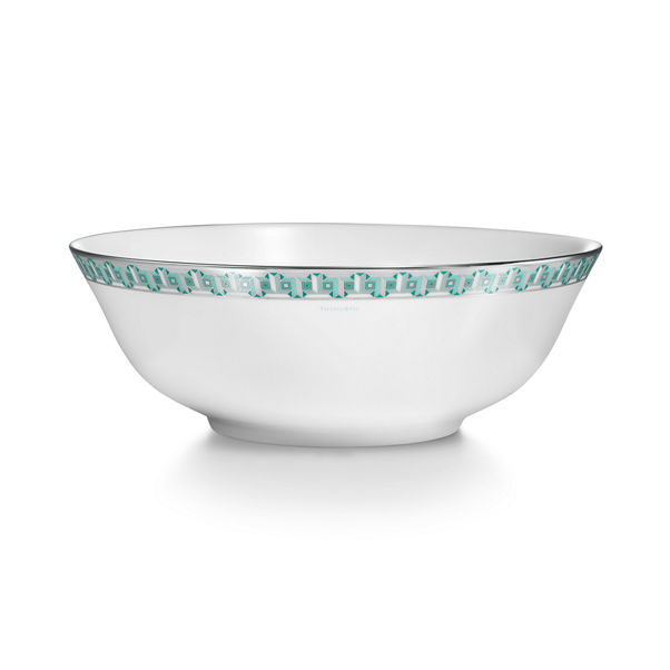 Tiffany T:True Serving Bowl with a Hand-painted Platinum Rim