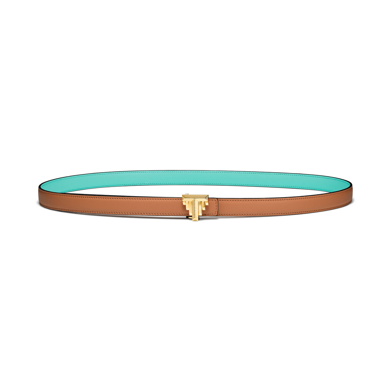 T&CO.®:Reversible Belt Strap in Topaz Brown & Tiffany Blue® Leather, 20 mm Wide image number 2