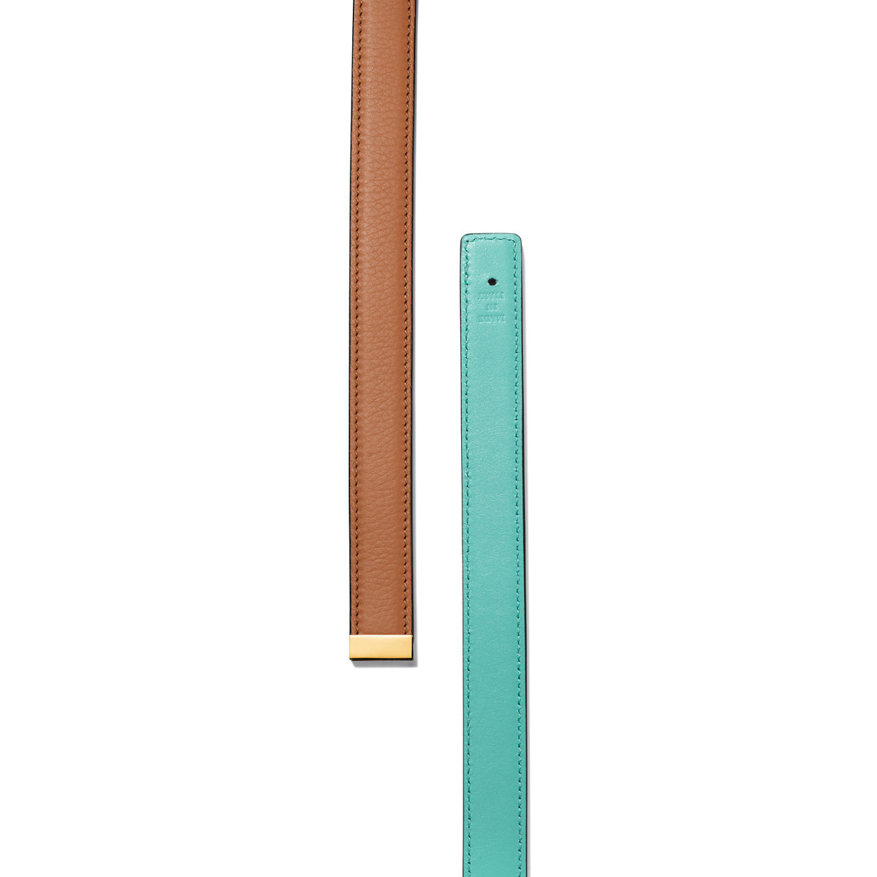 T&CO.®:Reversible Belt Strap in Topaz Brown & Tiffany Blue® Leather, 20 mm Wide image number 3