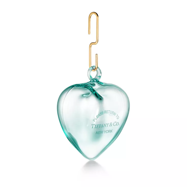리턴 투 티파니™:에칭 하트 오너먼트, 블루 크리스탈 글래스, 1