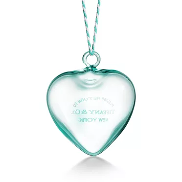 리턴 투 티파니™:에칭 하트 오너먼트, 블루 크리스탈 글래스, 3