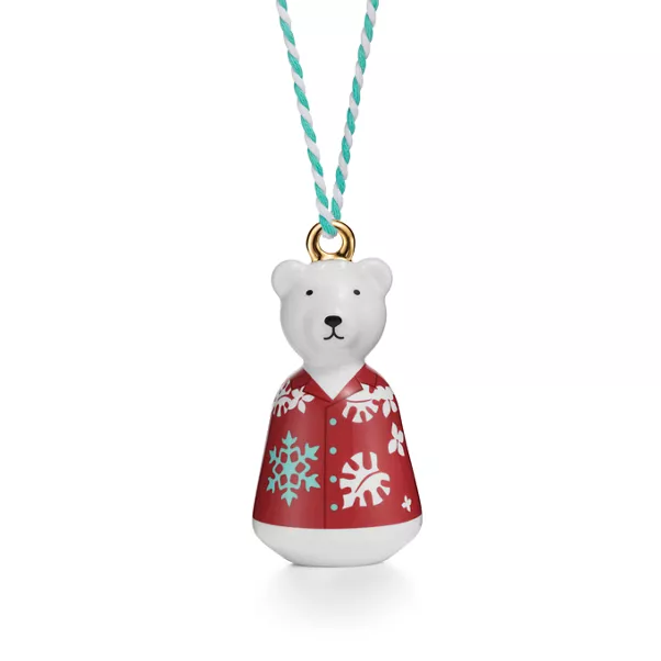 Hawaiian Polar Bear Ornament in Multicoloured Bone China