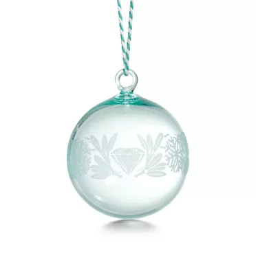 Tiffany Heritage:Etched Ornament in Tiffany Blue® Crystal Glass, 3