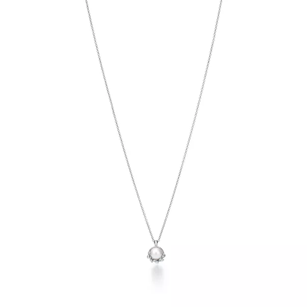 Colgante Olive Leaf de plata de ley con perlas