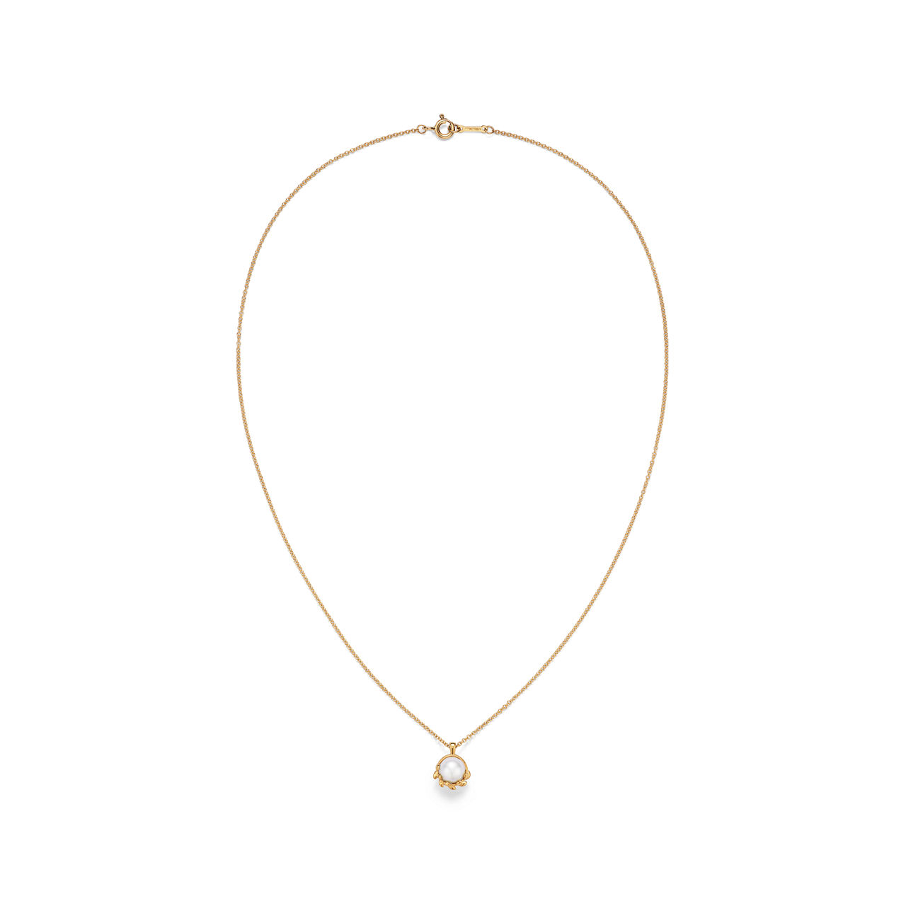 Paloma Picasso®:Olive Leaf Pendant in Yellow Gold with Pearls image number 2