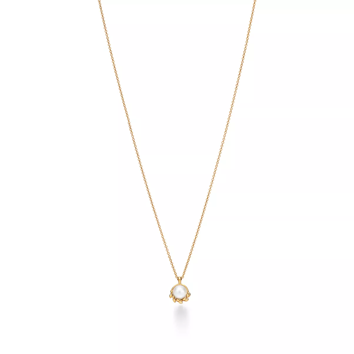 Olive Leaf Pendant in Yellow Gold with Pearls