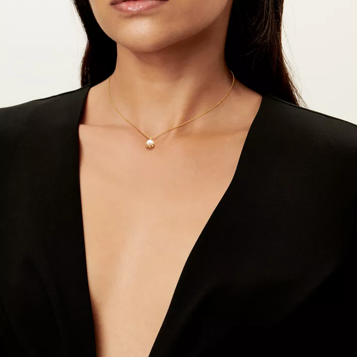 Paloma Picasso®:Olive Leaf Pendant in Yellow Gold with Pearls, 1