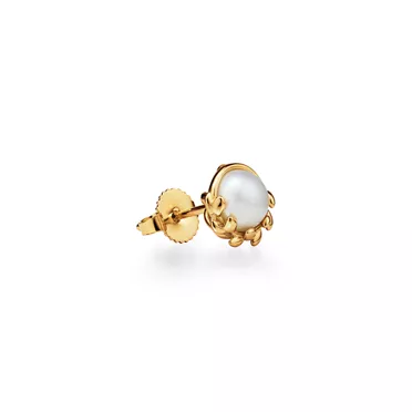 Paloma Picasso®:Olive Leaf Stud Earrings in Yellow Gold with Pearls, 2