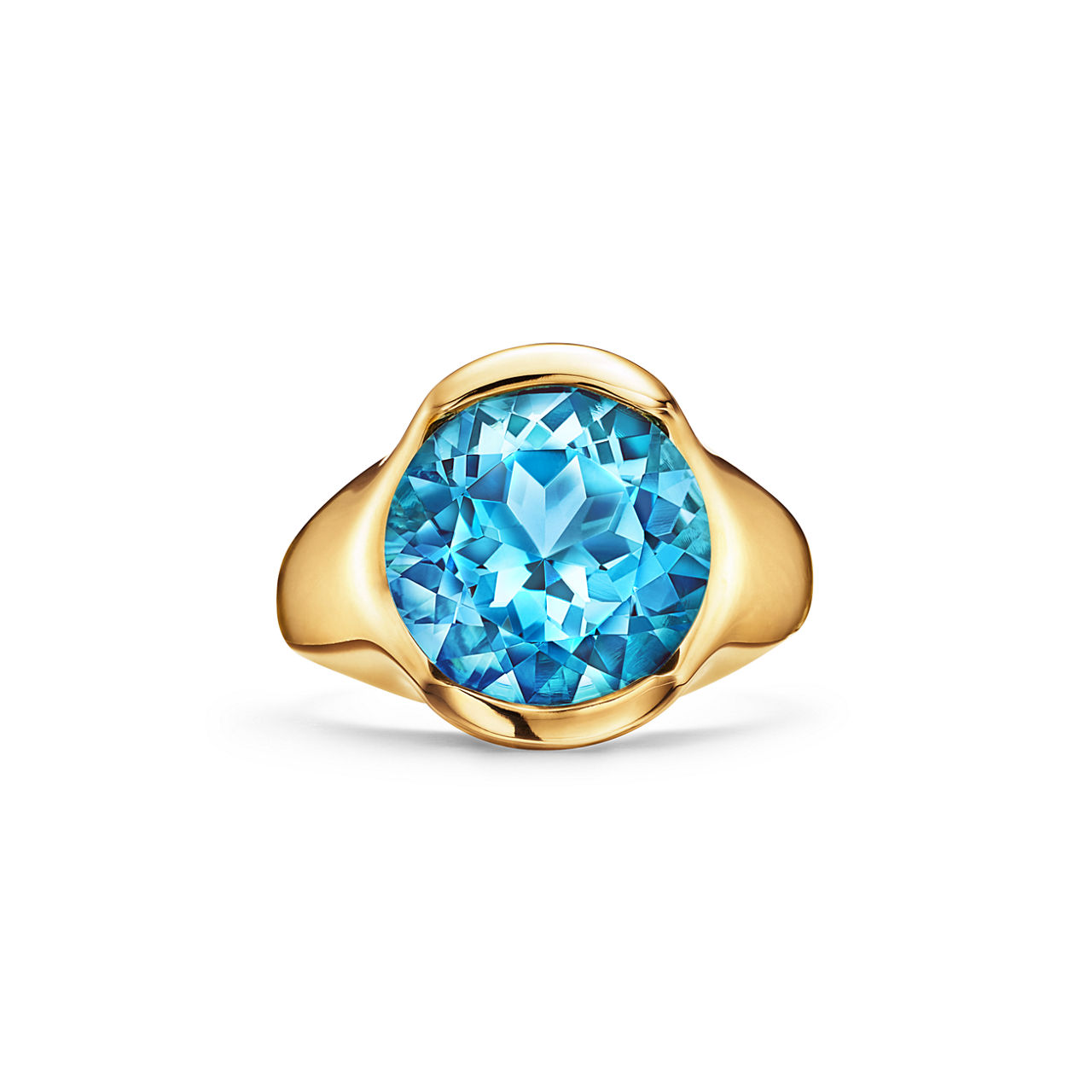 Anillo Fancy Color de oro amarillo con un topacio azul