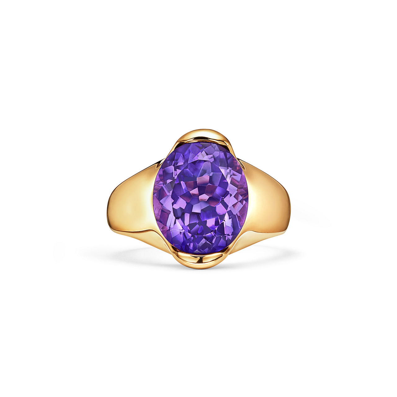 Anillo Fancy Color de oro amarillo con una amatista
