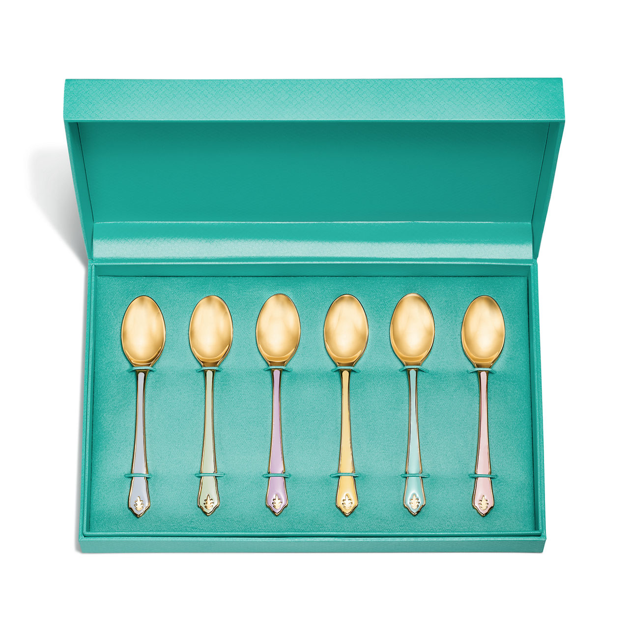 Coffee Spoons Set of Six, in Gold-plated Brass