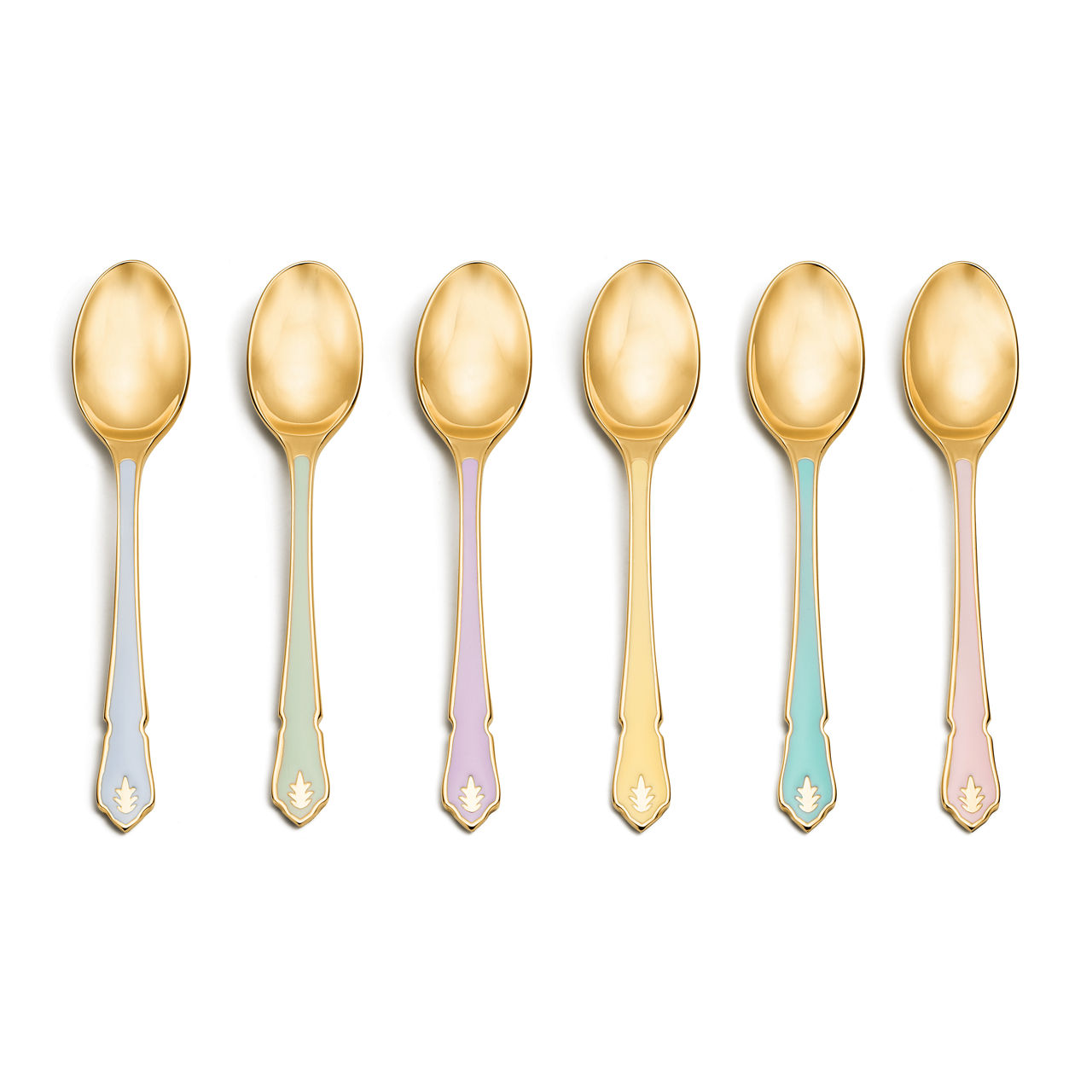 Coffee Spoons Set of Six, in Gold-plated Brass
