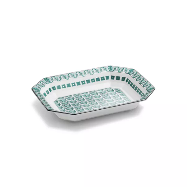 Large Vide Poche with a Hand-painted Platinum Rim