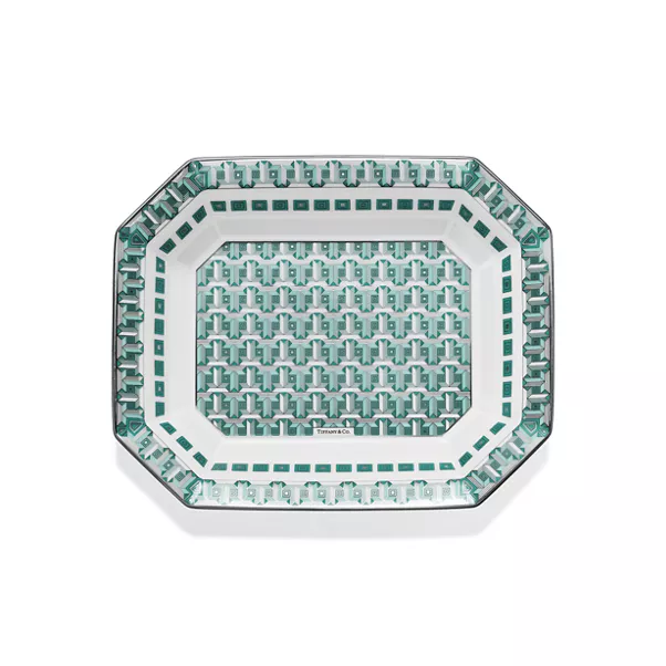 Large Vide Poche with a Hand-painted Platinum Rim
